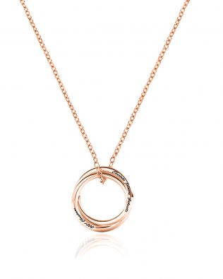 Personalized Russian Double Ring Necklace Rose Gold