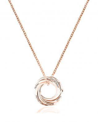 Personalized Six Russian Ring Necklace Rose Gold