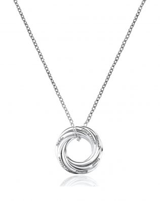 Personalized Six Russian Ring Necklace platinum