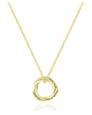 Personalized Three Russian Ring Necklace Gold