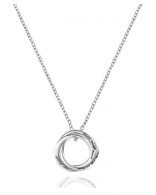 Personalized Three Russian Ring Necklace Platinum