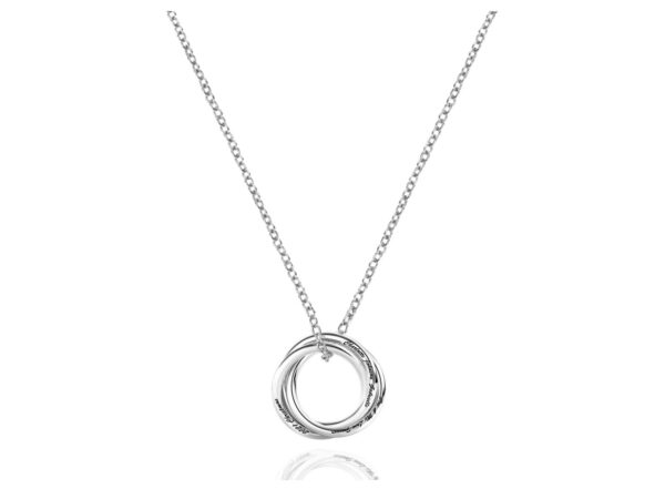Personalized Three Russian Ring Necklace Platinum