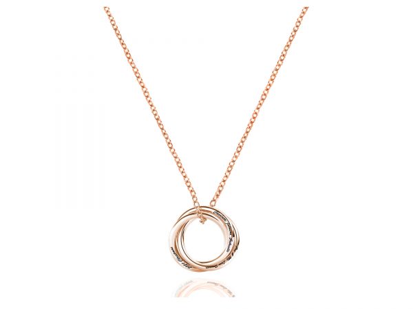 Personalized Three Russian Ring Necklace Rose Gold