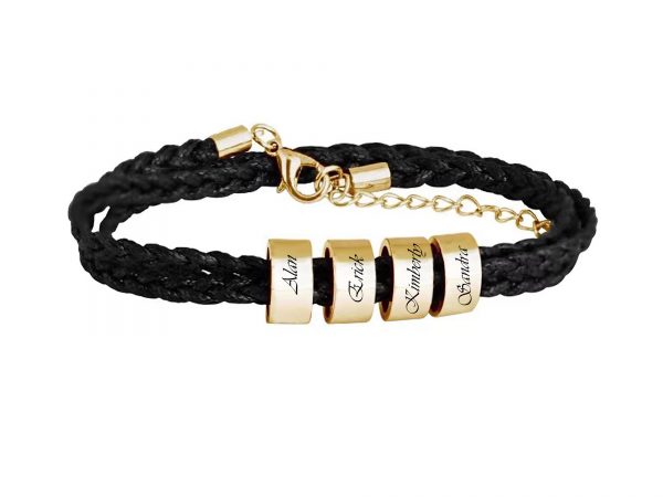 Personalized Four Beads Name Bracelet Silver Gold