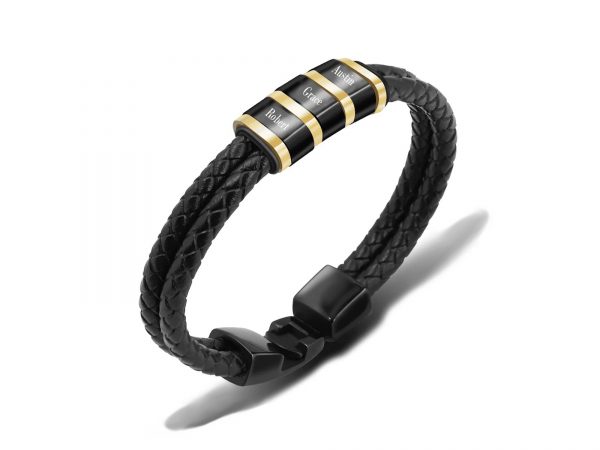personalized layered 3 bead bracelet