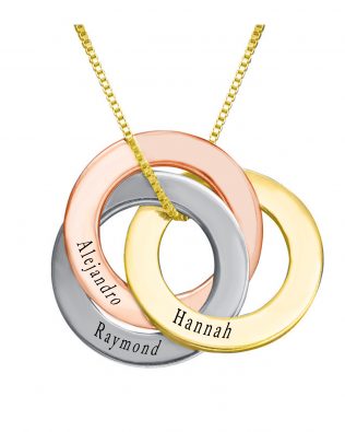 personalized lucky tricolor ring necklace gold