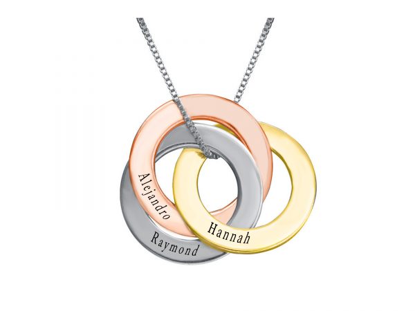 personalized lucky tricolor ring necklace platinum
