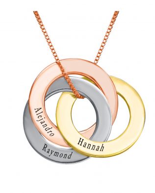 personalized lucky tricolor ring necklace rose gold