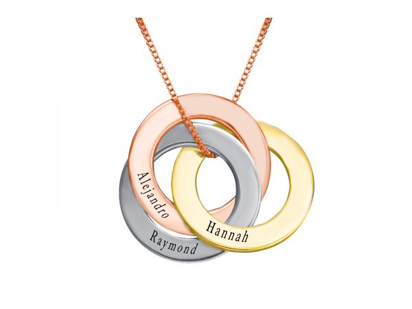 personalized lucky tricolor ring necklace rose gold