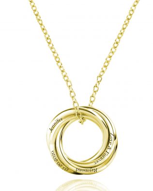 Personalized Four Russian Ring Necklace