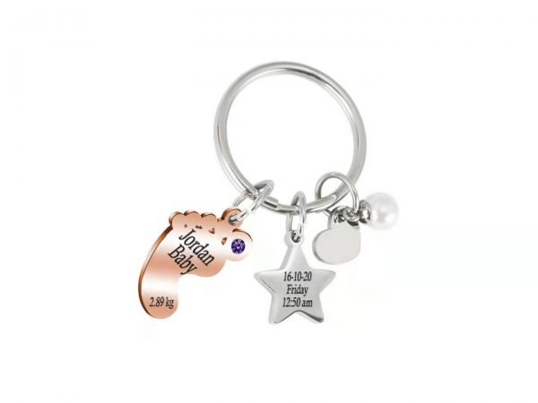 Personalized Baby Star Keychain rose gold