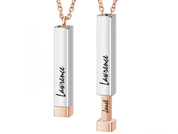 Personalized Cuboid Name Necklace Rose Gold