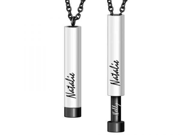 Personalized Cylinder Name Necklace Black