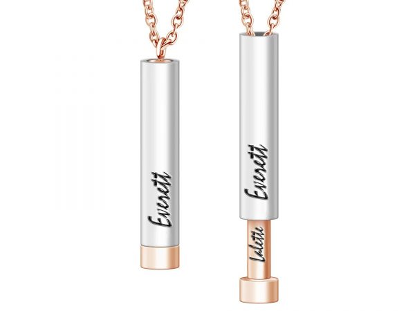 Personalized Cylinder Name Necklace Rose gold