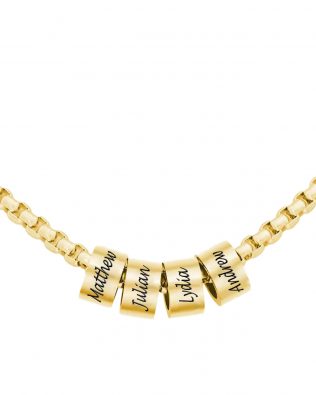 Personalized Man Beaded Necklace Gold