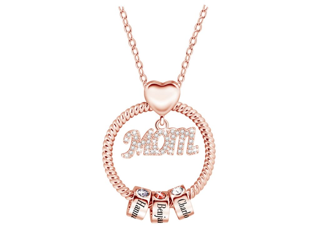 Personalized Super Mom Name Necklace rose gold