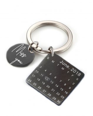 personalized calendar keychain black