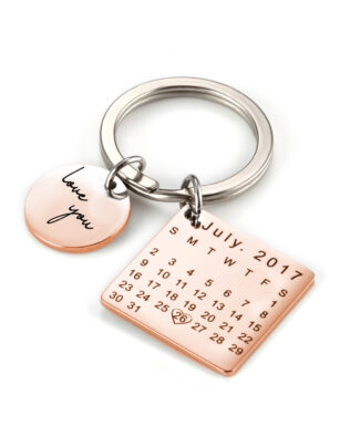 personalized calendar keychain rose gold