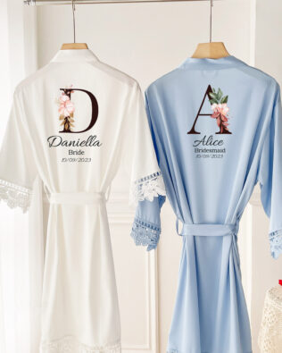 floral personalised bridesmaid bride robes