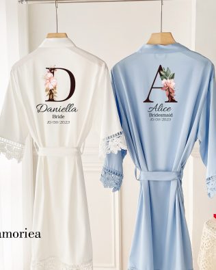 floral personalised bridesmaid bride robes
