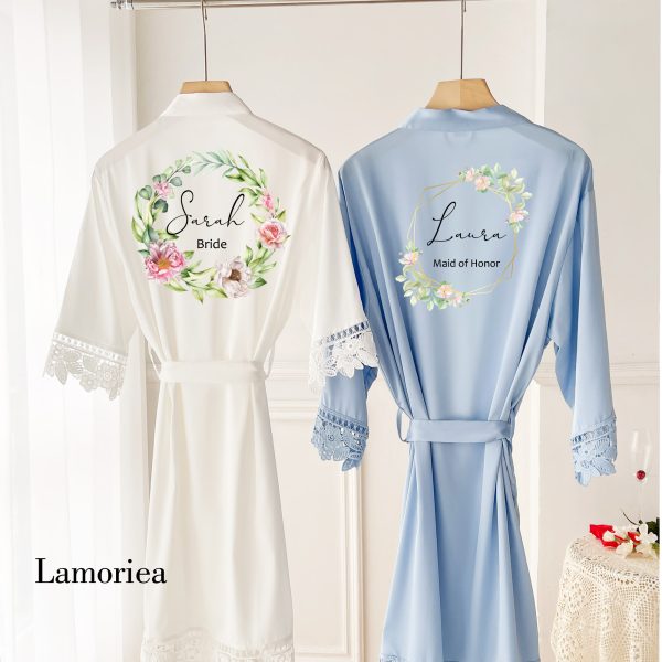 floral personalised bridesmaid robes